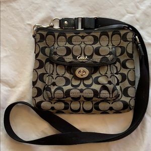 Authentic Coach Small Black & Grey Crossbody Purse